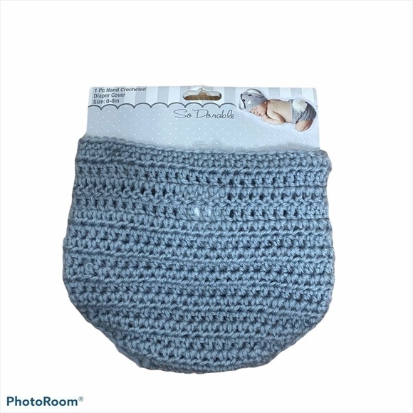 Hand Crochet Gray Diaper Cover NWT 0-6 months Baby Photo Prop Picture - Picture 1 of 4